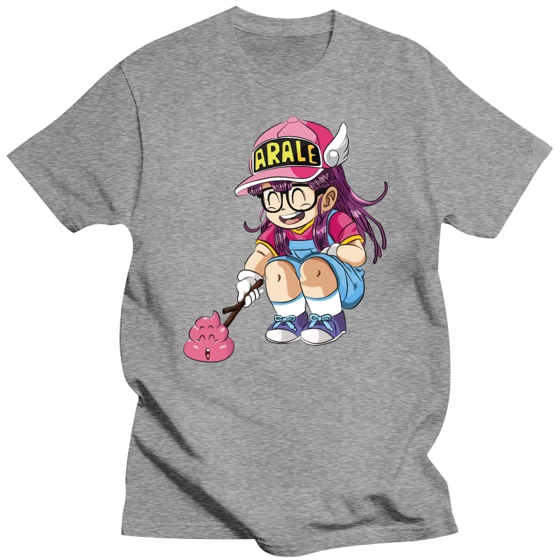 Arale Design Dr Slump japońska Manga czarna koszulka Homme T Shirt 100% bawełniane męskie ubrania z krótkim rękawem