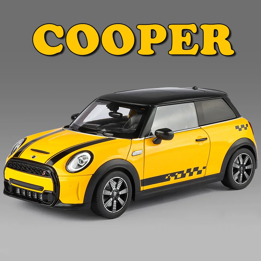 

1:18 Mini Cooper S Alloy Diecast Toys Car Model Doors Opened Slide Forward Rubber Tire Miniature Vehices Kids Best Fashion Gifts
