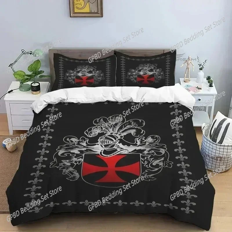 3D Print Medieval Knights Templar Comfortable Duvet Quilt Cover Pillowcase Bedding Set Children Bedroom Decoration Home Textile