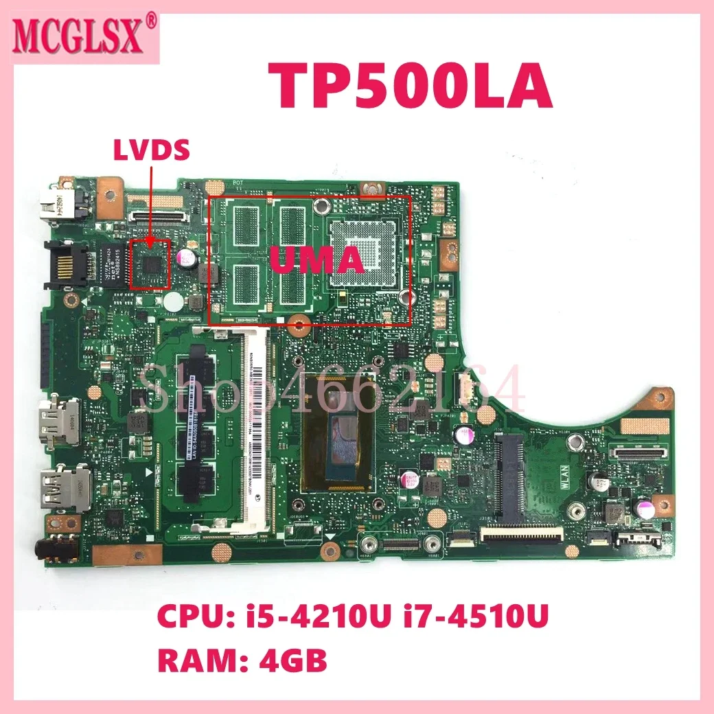 TP500LN i3/i5/i7 CPU 4GB-RAM UMA / DIS Mainboard For ASUS TP500LB TP500LJ TP500LD TP500LA TP500LN TP500LAG TP500LA  Motherboard