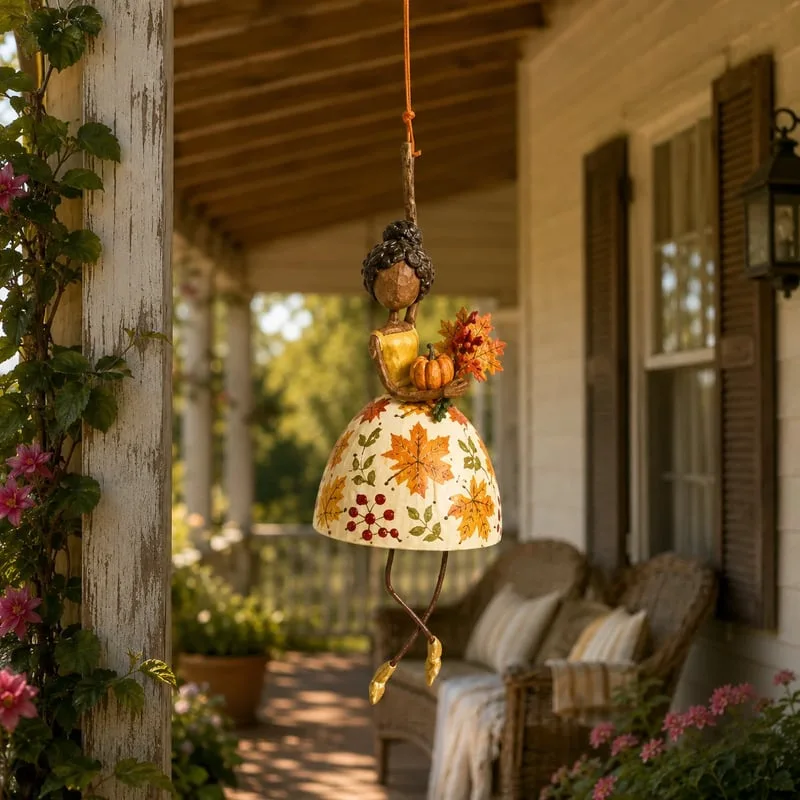 Artistic Girl Swing Hanging Ornament Handmade Style Floral Pattern Dress Figurine Creative Home Decor Collectible Gift