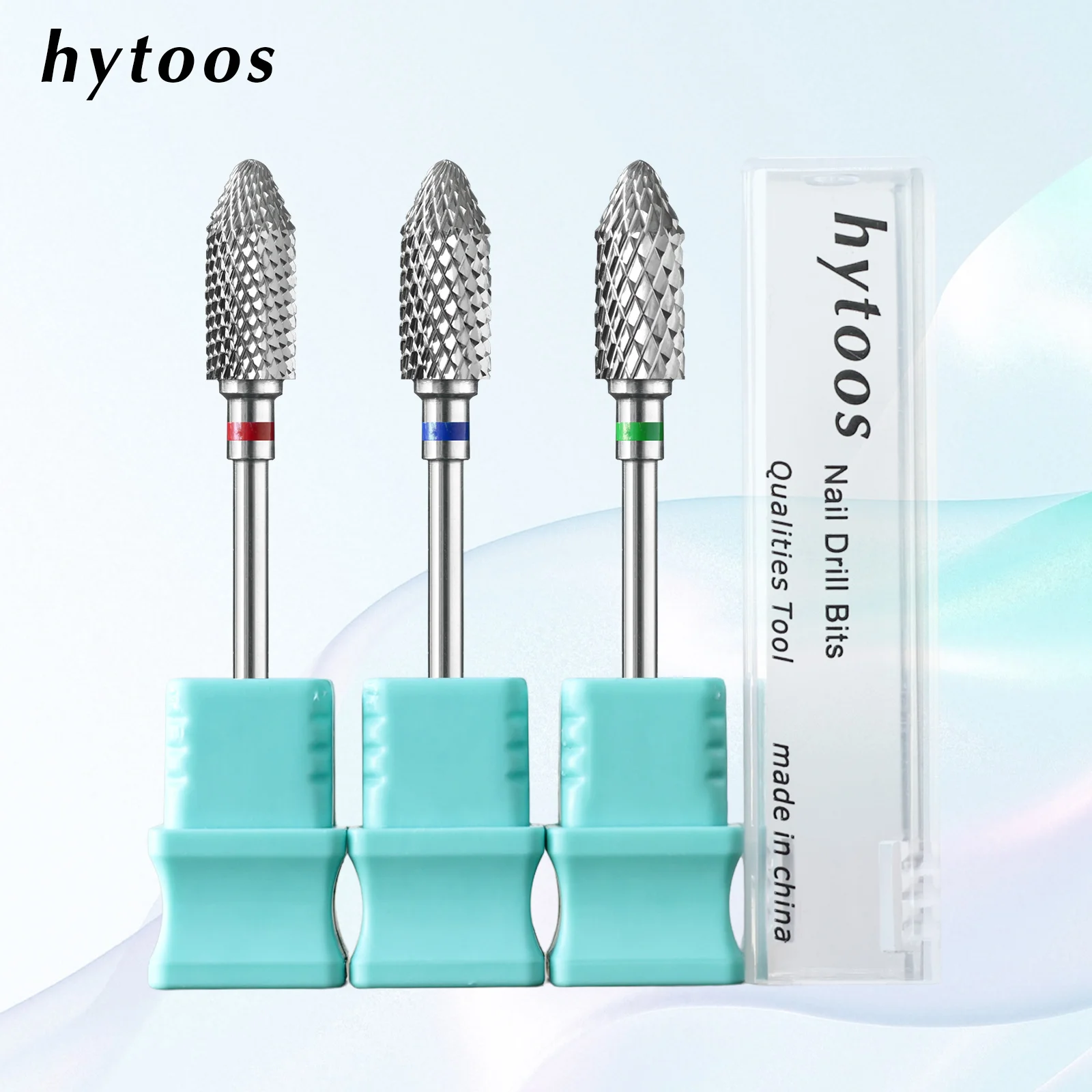HYTOOS Brocas de Carburo de Tungsteno Profesionales para Uñas, Herramienta de Eliminación de Gel Acrílico en Forma de Barril y Cono, Accesorios para Taladros Eléctricos y Limas de Manicura