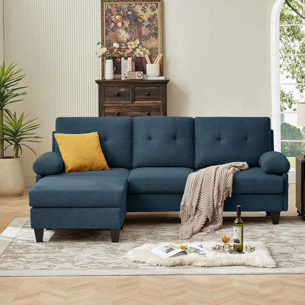 

Convertible Sectional Sofa, Deep 3-Seat L Shaped Sectional Couch with Ottoman, Modern Linen Upholstered Couches for Living Room