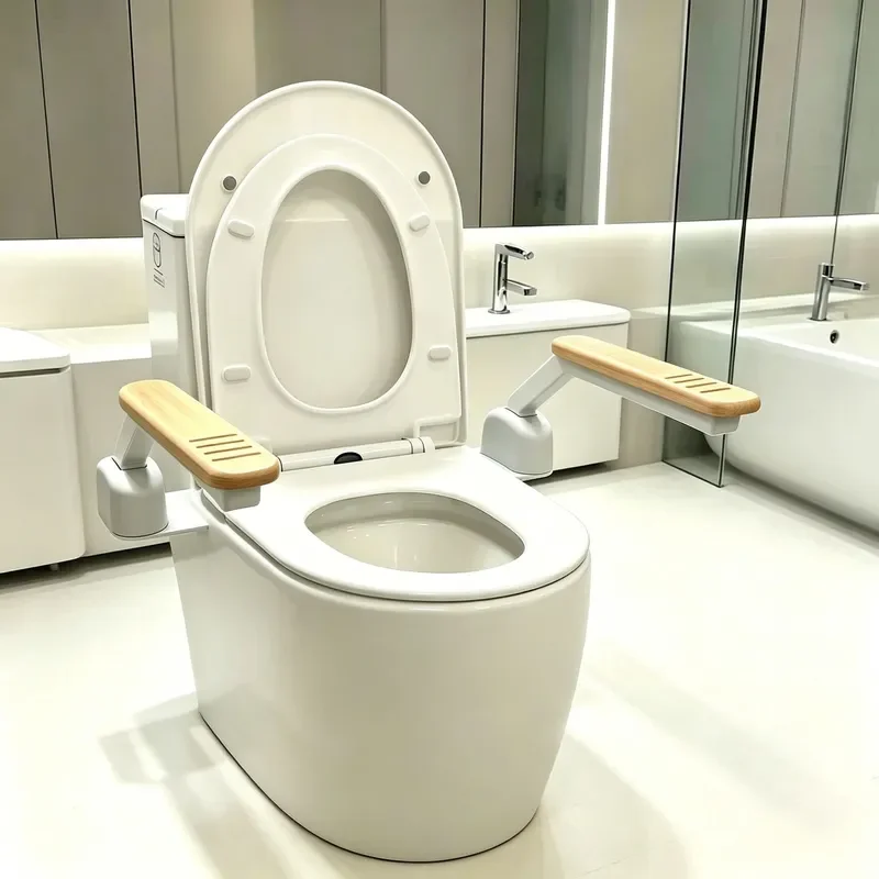 Customized bathroom toilet safety armrest four-speed height adjustable foldable elderly toilet armrest help up frame