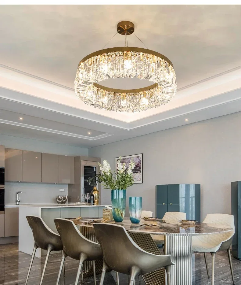 Crystal Nordic Led Ceiling Lights Living room Lamp Gold Round Ceiling Indoor Hanging Lamp For Kitchen Bedroom lustre moderno