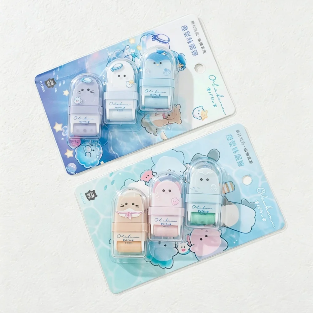 Creative Roller Eraser Sets Desktop Clean Rubber Chip Collector Cute Shape and Traceless Erasers Stationery Gifts for Students