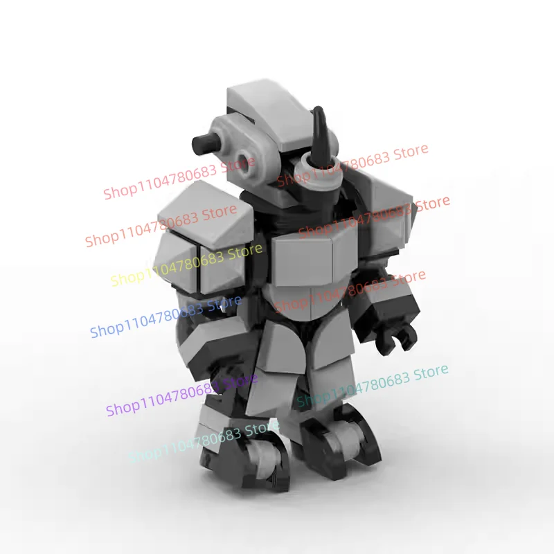 New MOC Building Blocks Minifigure, Mini Rhino Mecha with Articulated Joints, Tactical Toy Ornament, Kids Holiday Gift