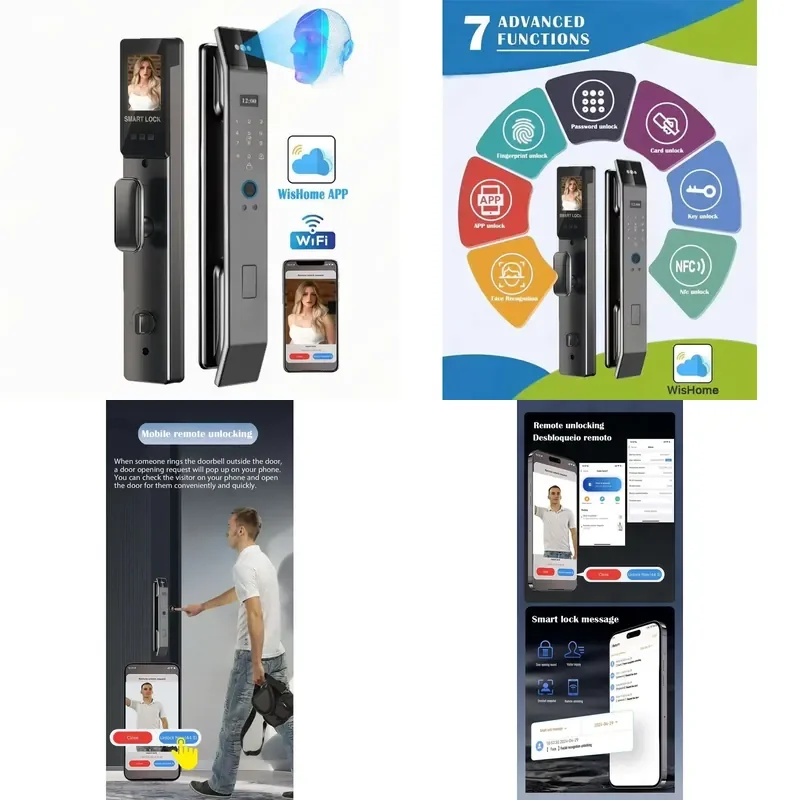 3D Facial Recognition Smart Digital Lock Wifi App Control Waterproof Fingerprint Password Electronic Door Lock for Home