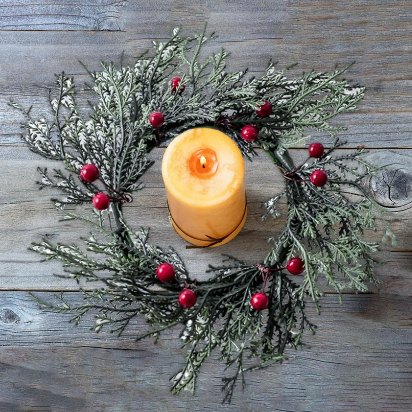 Christmas Candle Ring Christmas Garland Ornament for Lantern Farmhouse