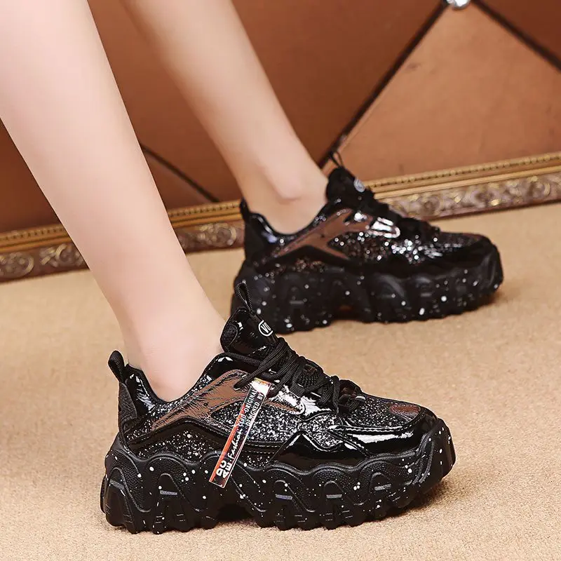 Women's Dad Shoes High on Platform Sequins Sports Athletic Sneakers Offers New In Ladies Footwear Stylish Casual Y2k Fashion A H