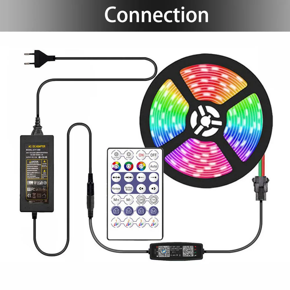 WS2812B WS2811 RGB LED Controller Bluetooth Music Built-in MIC 28Keys Remote Control WS2812 Individually addressable LED Strip