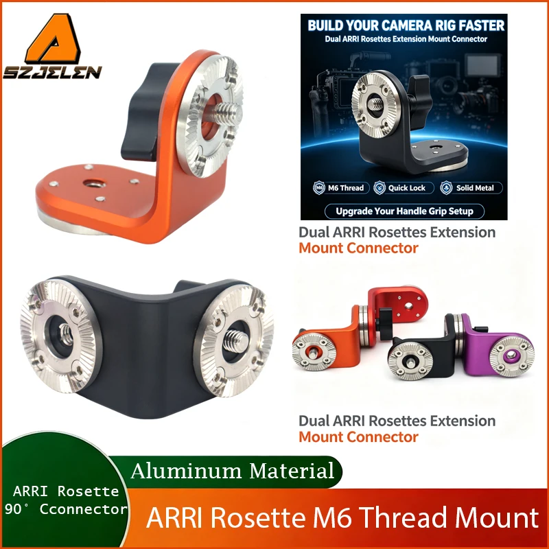 New Dual ARRI Rosettes Extension Mount Connector With Central M6 Thread & Adjustable Thumb Knob For Camera Rig Handle Grip