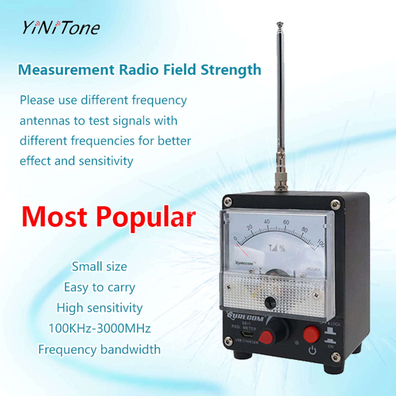 

High Sensitivity Instrument Surecom SS11 Field Strength Power Tester RSSI Meter Antenna 100KHz-3000MHz HAM Radio Accessory