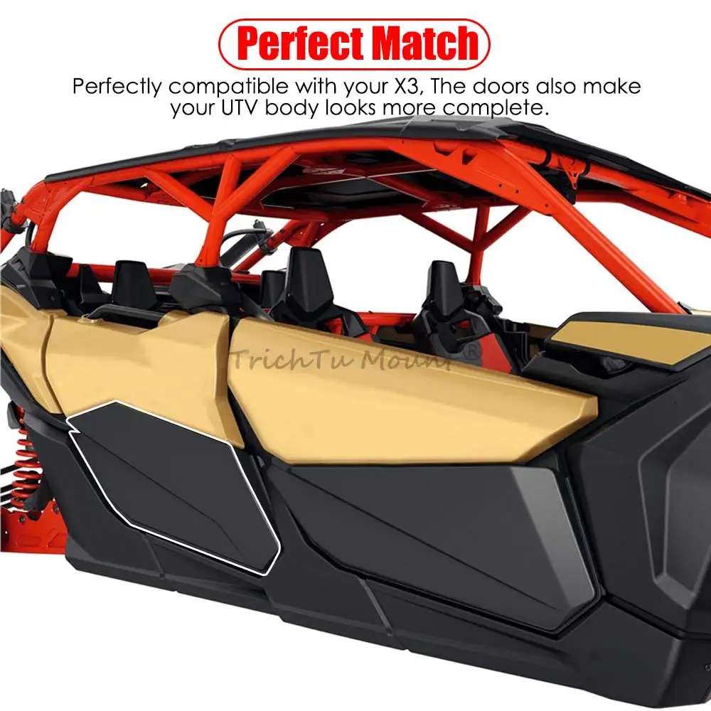 Fits For Can-Am Maverick X3 R RR 2017-2024 UTV Rear Lower Door Panel Insert Kits Matte Black 1 Pair