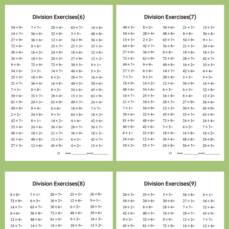 Multiplication and division workbook, math practice book, improve calculation skills, educational tool for brain development