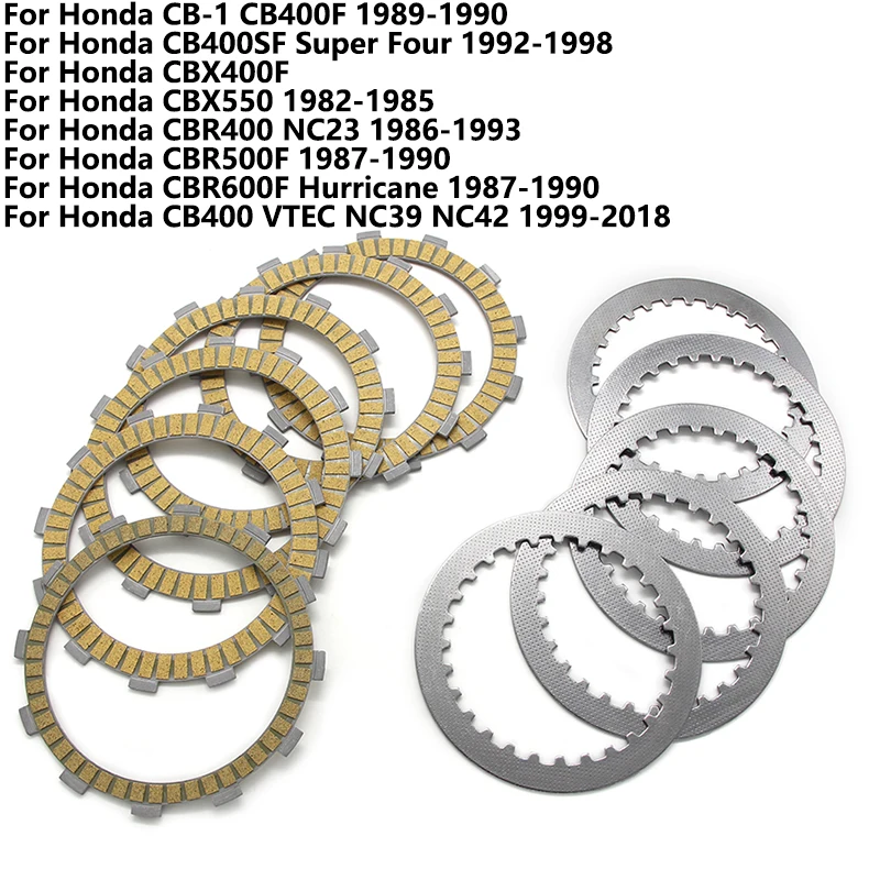 

MOTOR Clutch Friction Disc Plate Kit For Honda CB400F CB400SF Super Four CBX400F CBX550 CBR400 CBR500F CBR600F Hurricane CB400