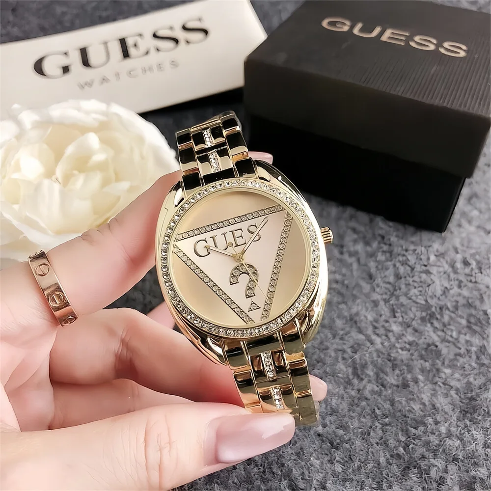 2024Fashionable Temperament Metal Strap Inlaid Diamond Watch Women's Steel Strap Waterproof Watch Women's Watch Quartz Watch