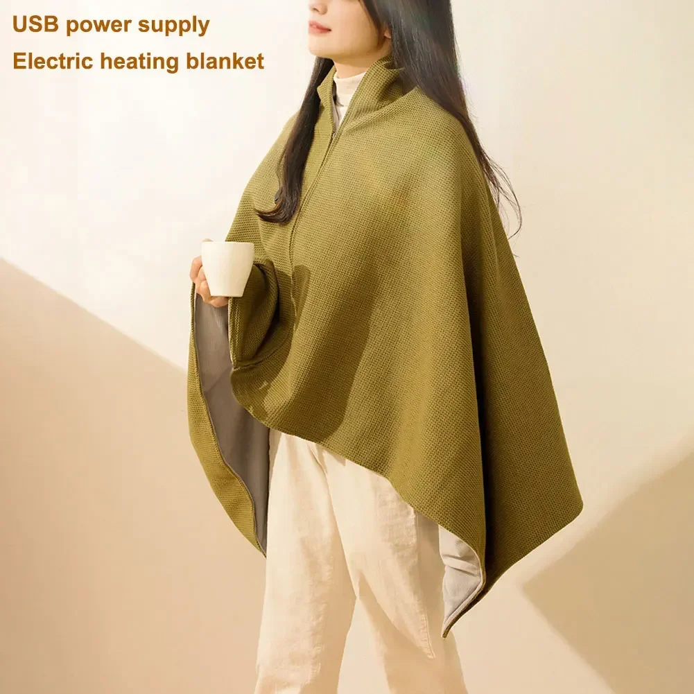 Wearable USB Electric Heated Blanket Shawl with 3 Heating Levels for Cozy Comfort Anywhere Blanket Warm Shawl ( NO Power Bank)