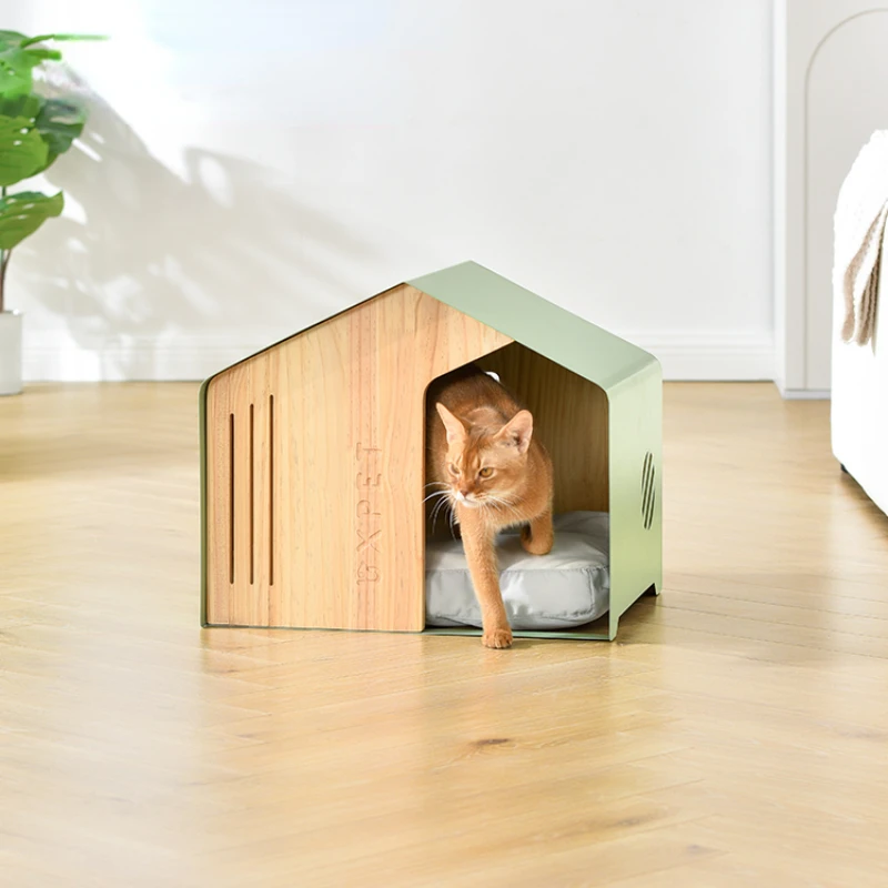 

Wooden Cloud White Triangle Cat Villa, Home Indoor Semi-closed Pet Nest, Pet Supplies Universal Cat Houses Dog House Outdoor