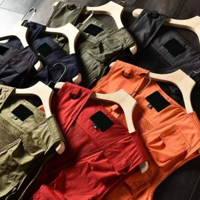 Summer Men Unloading Tactical Vest Coat Casual Men's Photographer Waistcoat Mesh Work Sleeveless Jacket Tools Pocket Vest 6XL