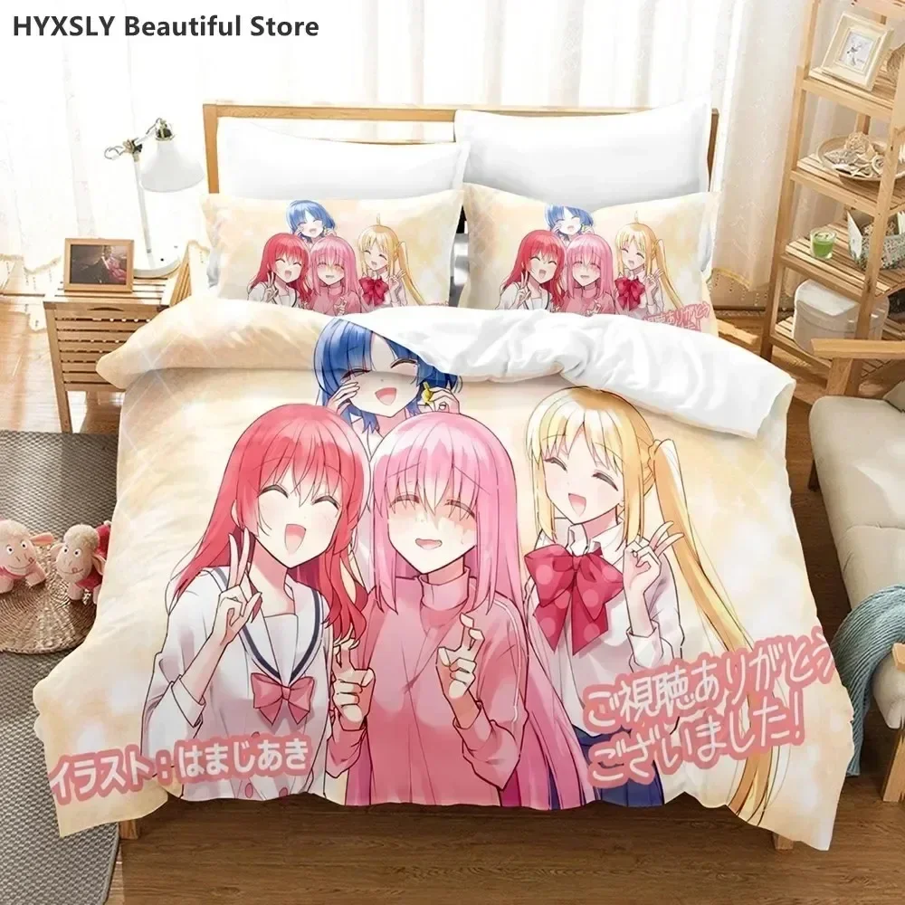 

New 3D Print Bocchi The Rock Anime Comfortable Duvet Quilt Cover Pillowcase Bedding Set Children Bedroom Decoration Home Textile