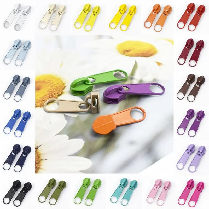 50/100/200Pcs 3#5# Nylon Zipper Sliders Color Zip Pull Heads for Backpack Coat Pocket Bag Repair Kit DIY Sewing Accessories Sets