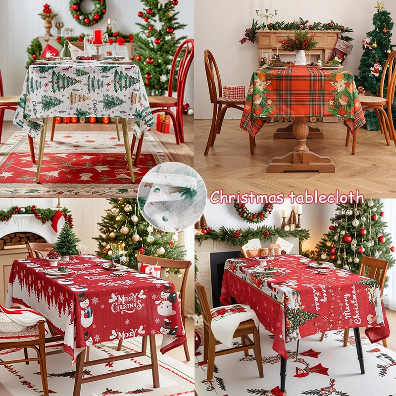 

Christmas Atmosphere Decoration Tablecloth Varities Sizes Reusable Tablecloth for Daily Home Kitchen Terrace שולחן קישוט ואבזרים