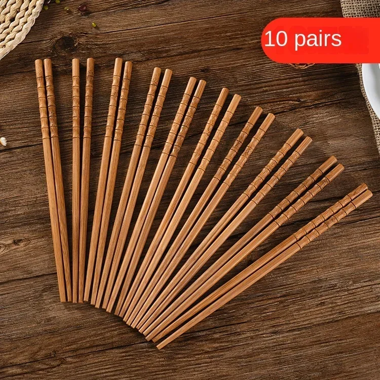 Household bamboo chopsticks family of 10 sets of mouldproof bamboo natural paintless waxless bamboo chopsticks image 3
