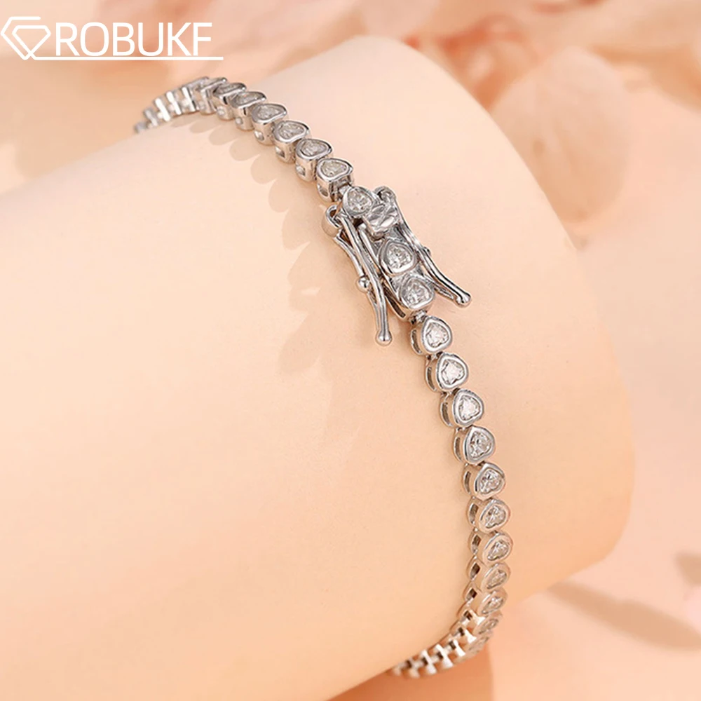 مجموعة الحافة على شكل قلب الماس مويسانيتي سوار التنس للنساء 925 فضة الزفاف الإسورة مجوهرات مع شهادة #1