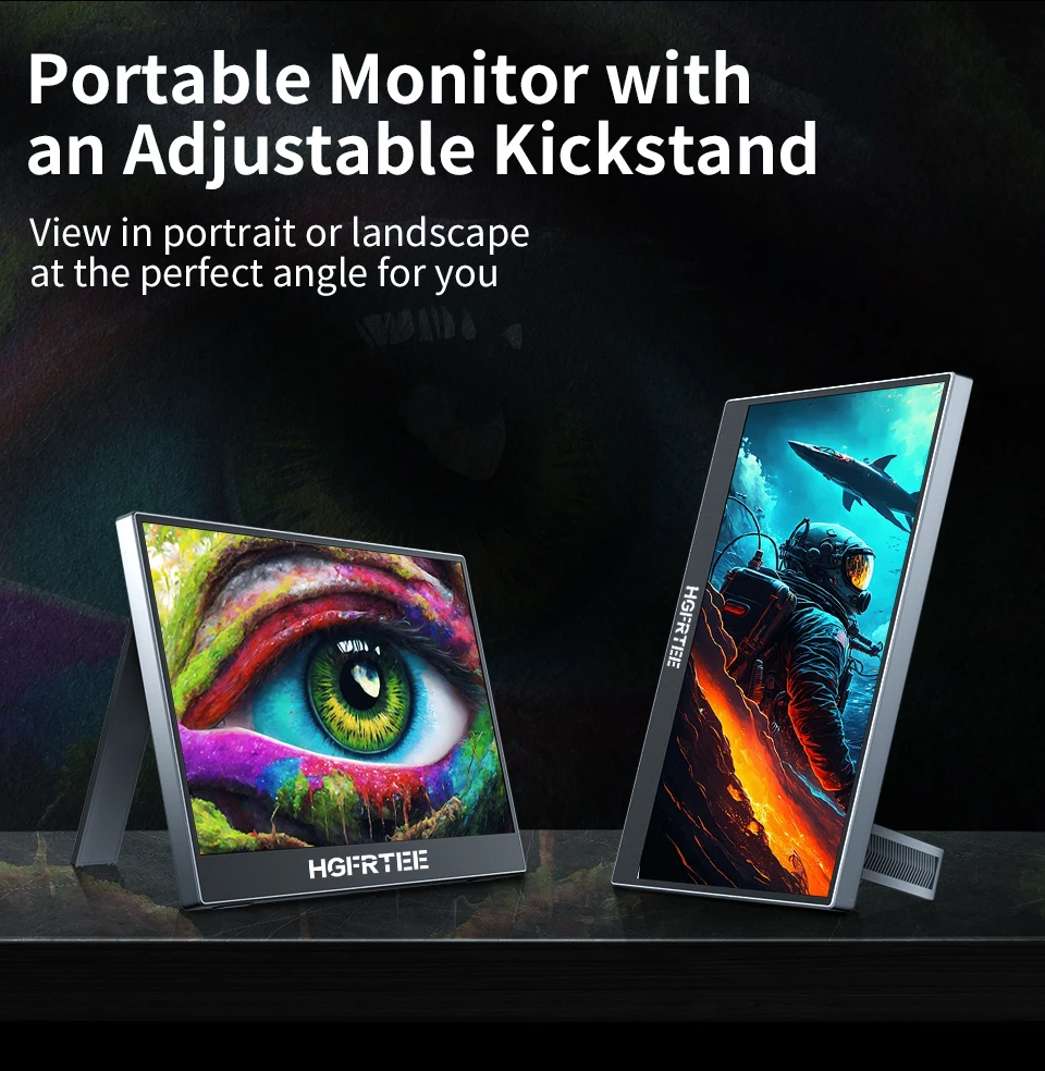 HGFRTEE 11,9 Zoll tragbarer Monitor 100 % sRGB 1080P mit 60 Hz USB-C und HDMI externes Display für XBox PS5 Switch Loptop Zweiter Bildschirm – Detail 4