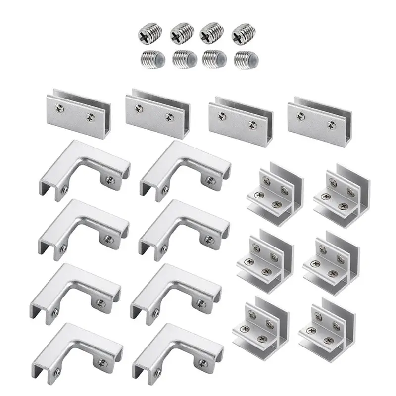 SOFT-Aluminum Alloy Tile Clamp- 8-10Mm, L/T/Cross/90° For Glass& For Showcases, Aquariums Bracket