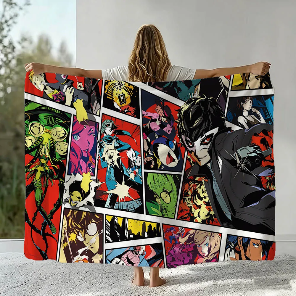 Game P-Persona-a 3 4 5 Royal Anima 3D Flannel Blanket Soft Throw Blanket Art For Home Decor Bedroom Bed Sofa Picnic Fans Gift