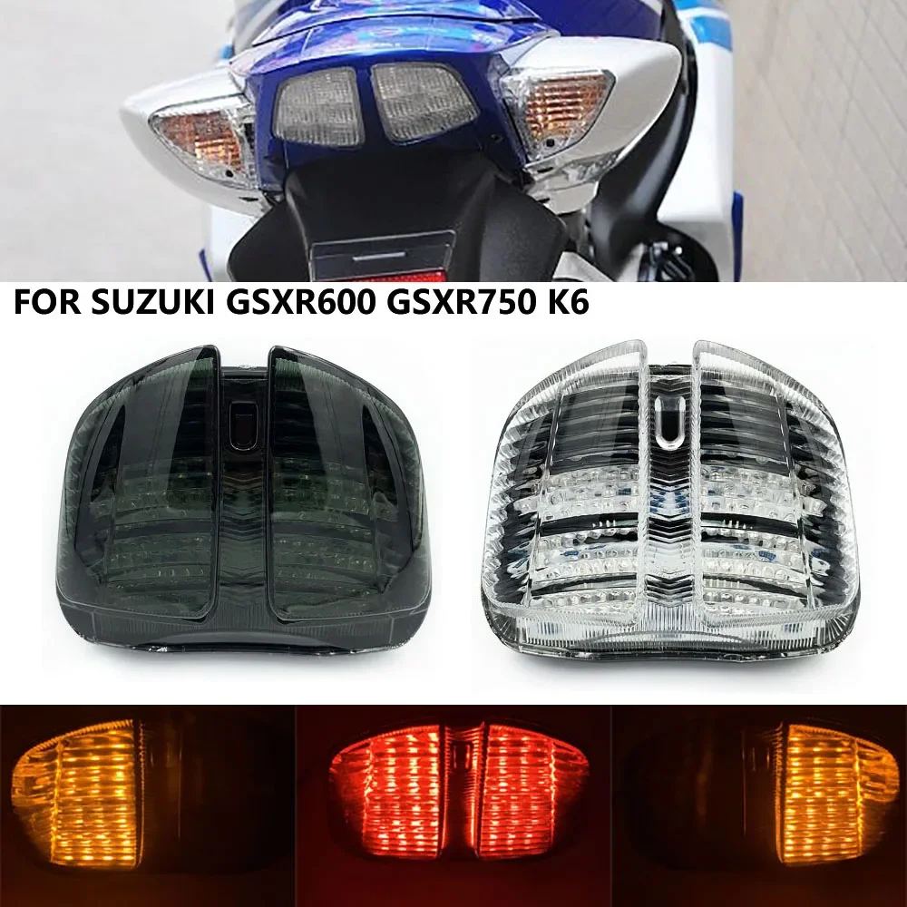 For Suzuki GSXR600 GSXR750 GSXR 600 750 2006 2007 K6 Chrome Rear Tail Light Brake Turn Signals Integrated Light Motorcycle light