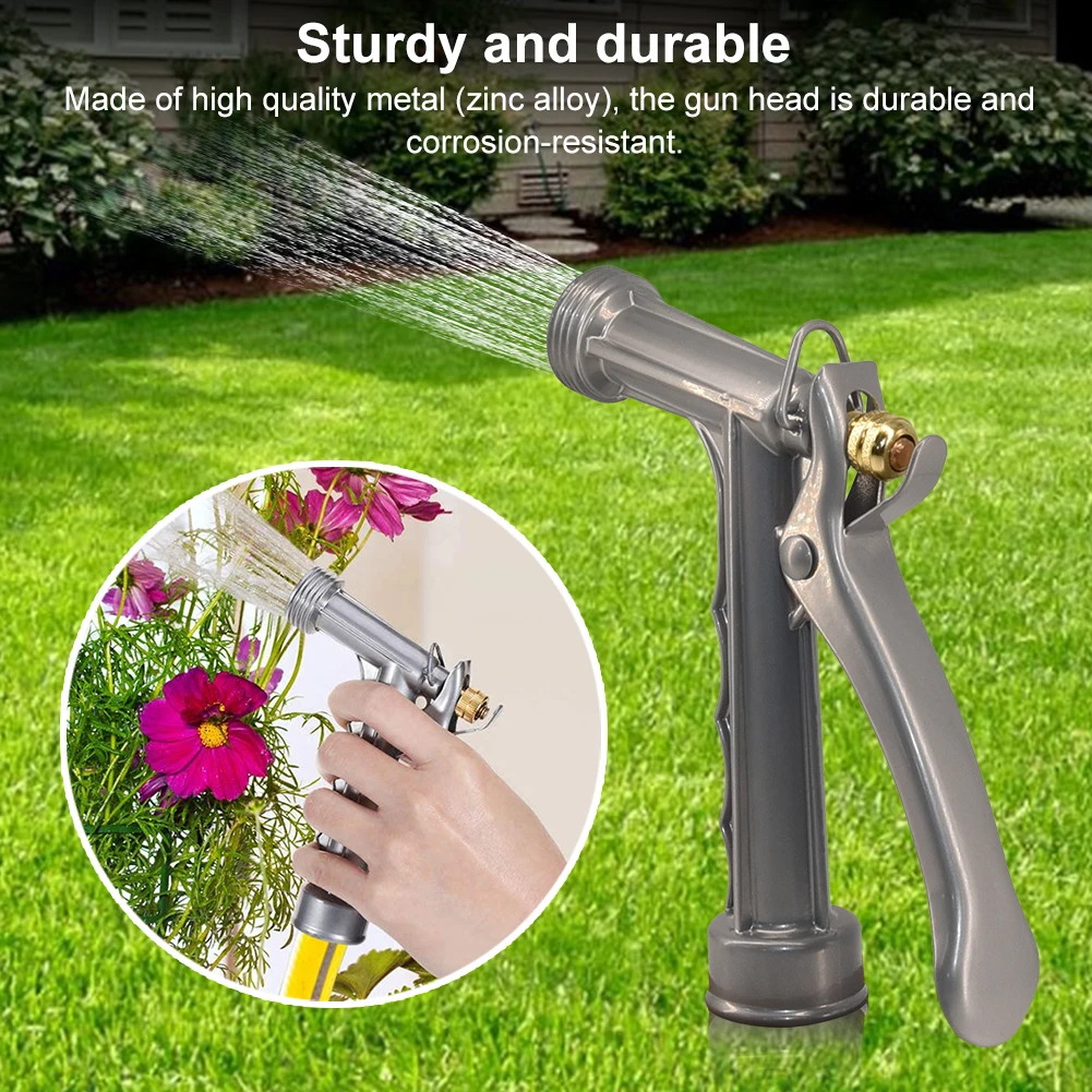 5.5inch Metal Portable Watering Sprayer with Threaded Front Multifunction Pistol Nozzle for Garden Watering Car Wash Cleaning