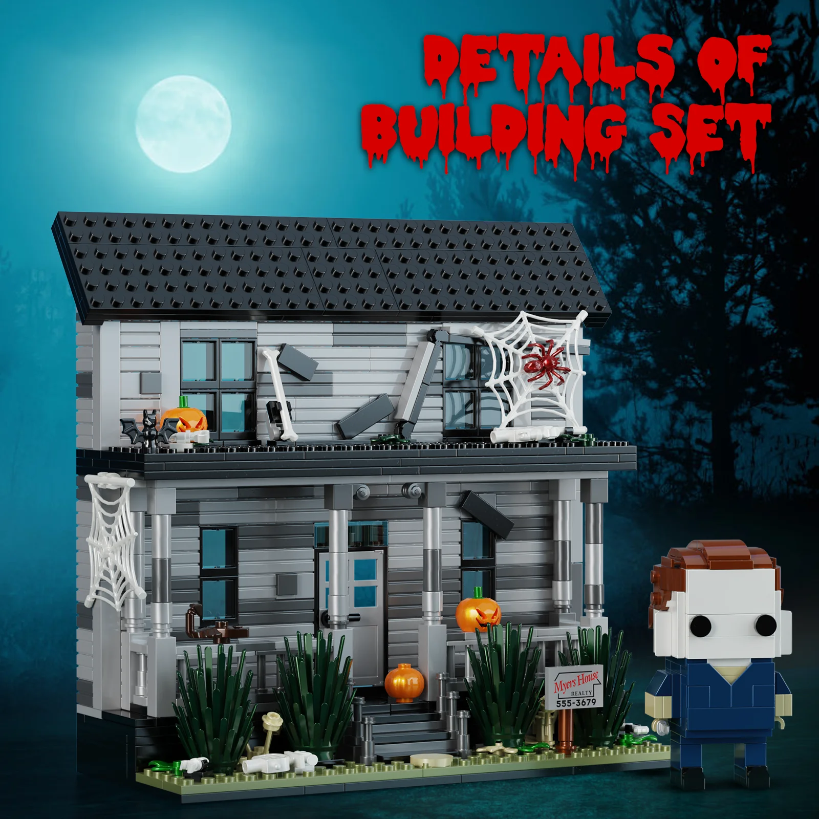 

2 in 1 Michael Myers House Building Blocks Movie Michael Myers and House Architectural Model for Adult Kid Collection Gift