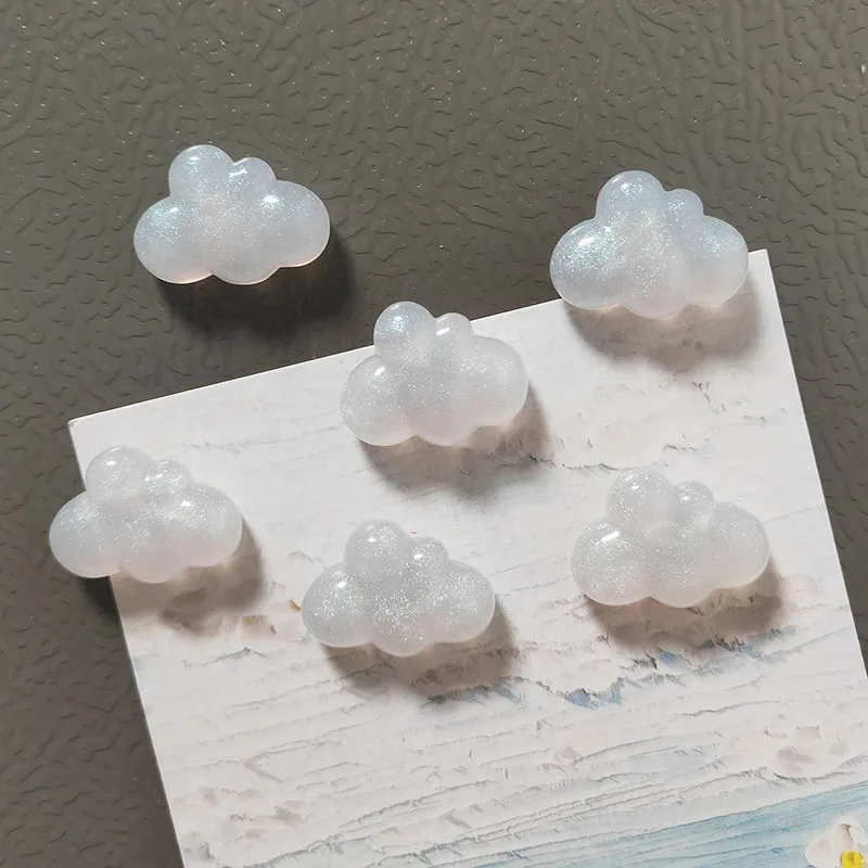 6-teiliges Glitzer-Wolken-Design Kühlschrankmagnete in Weiß / Blau für Küche, Kühlschrank, Heim-DIY-Dekoration – Detail 6