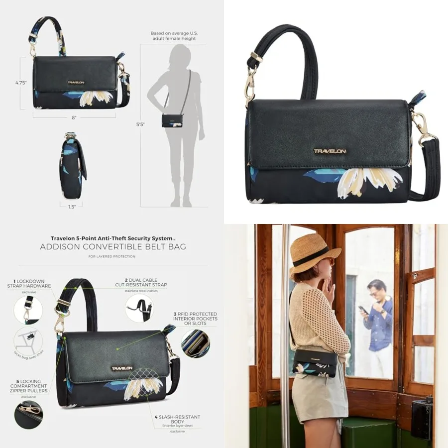 

Anti-Theft Addison Convertible Crossbody/Belt Bag