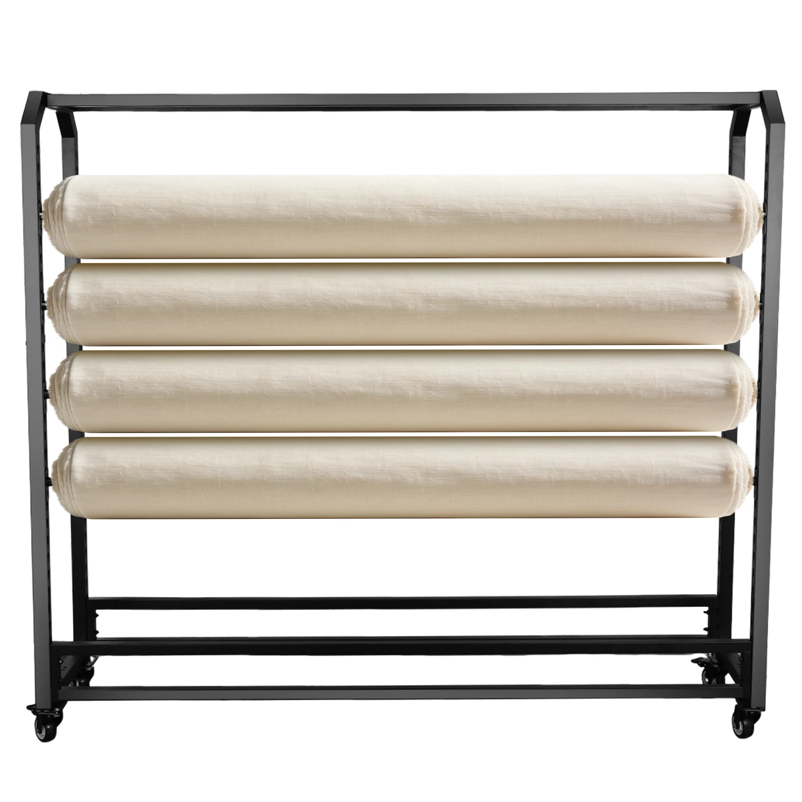 

Large Textile Fabric Display Rack with Wheels Adjustable Hanging Rod Bracket Wear Resist for Curtain/Wallpaper/Tablecloth