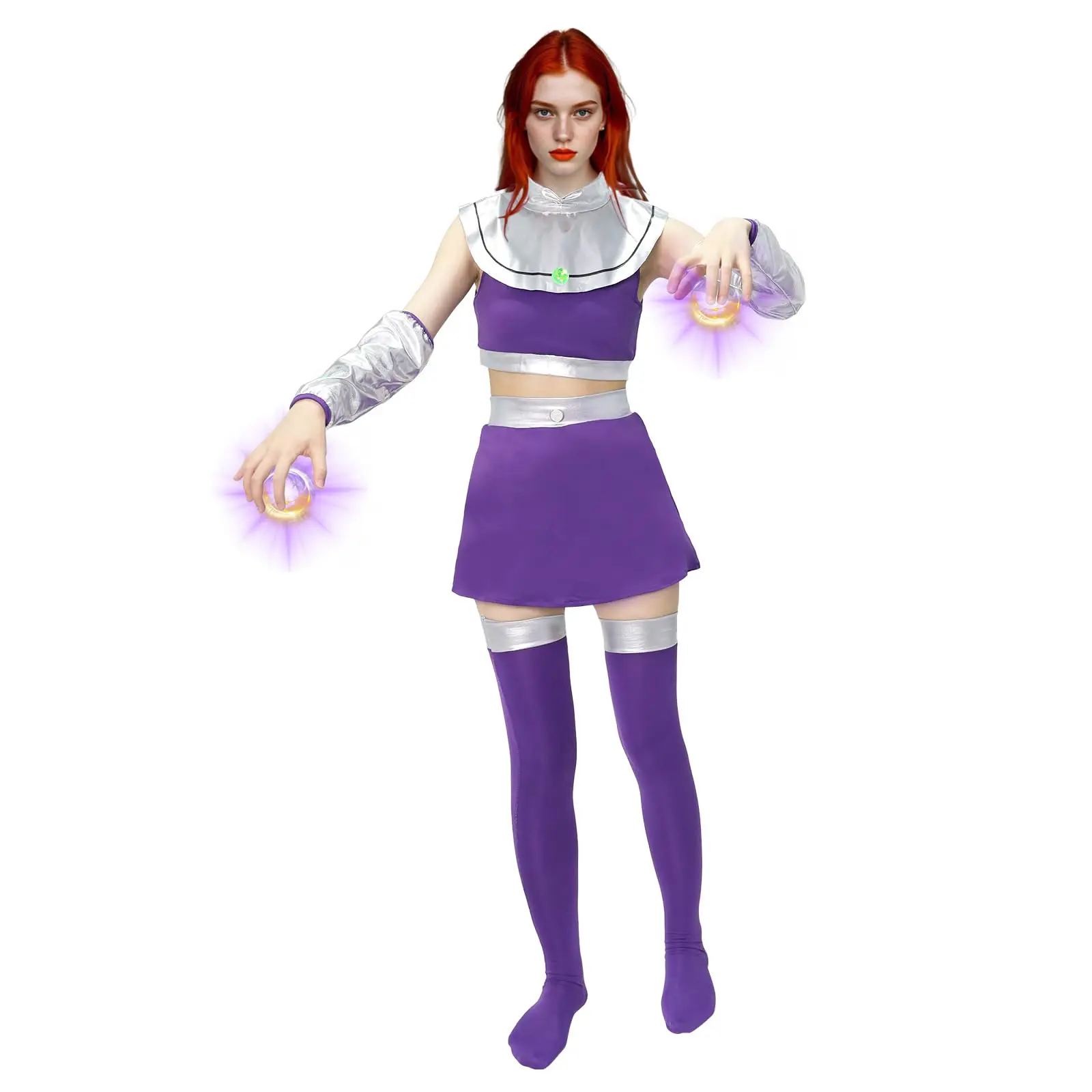 

Starfire Cosplay Starfire Costume Women Purple Outfit Set for Halloween Masquerade Party Anime Cosplay Prop