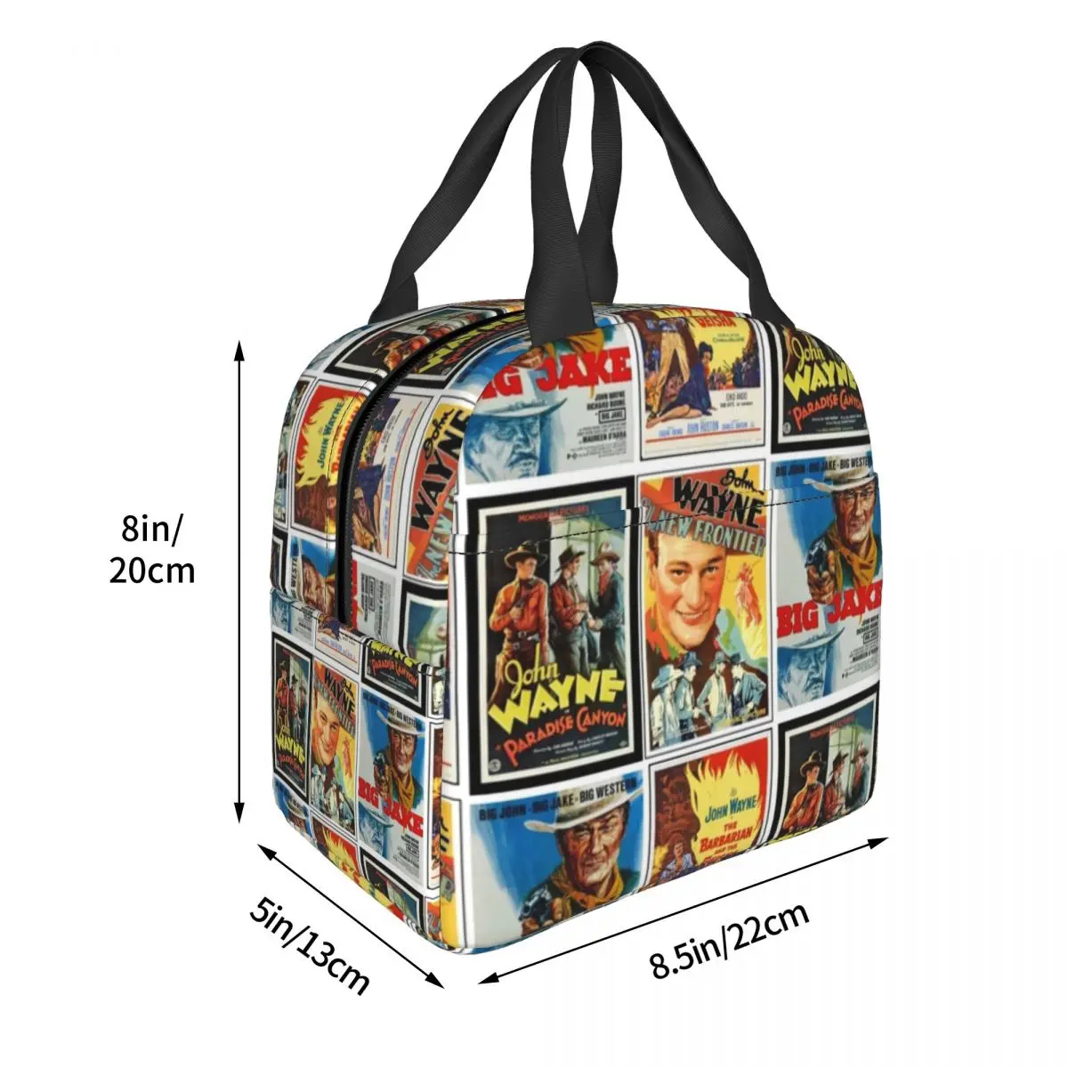 John Wayne Classic Movies Collage Insulated Lunch Bag for Women Kids Portable Food Boxes Thermal Lunch Box Tote