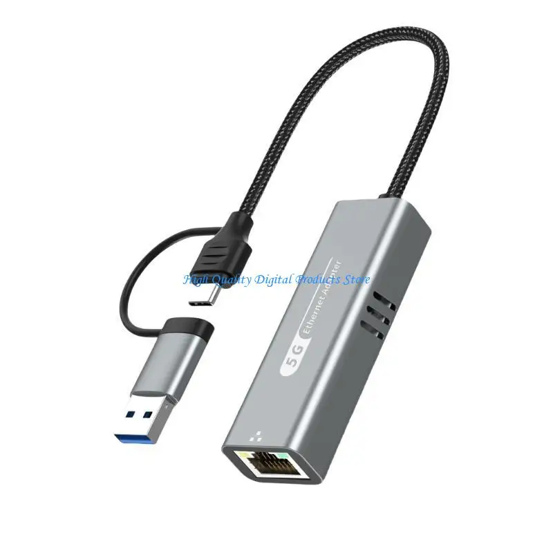 U2JE USB Type C to RJ45 Ethernet Adapter 5Gbps for Fast and Stable Internet Access On Multiple Platforms