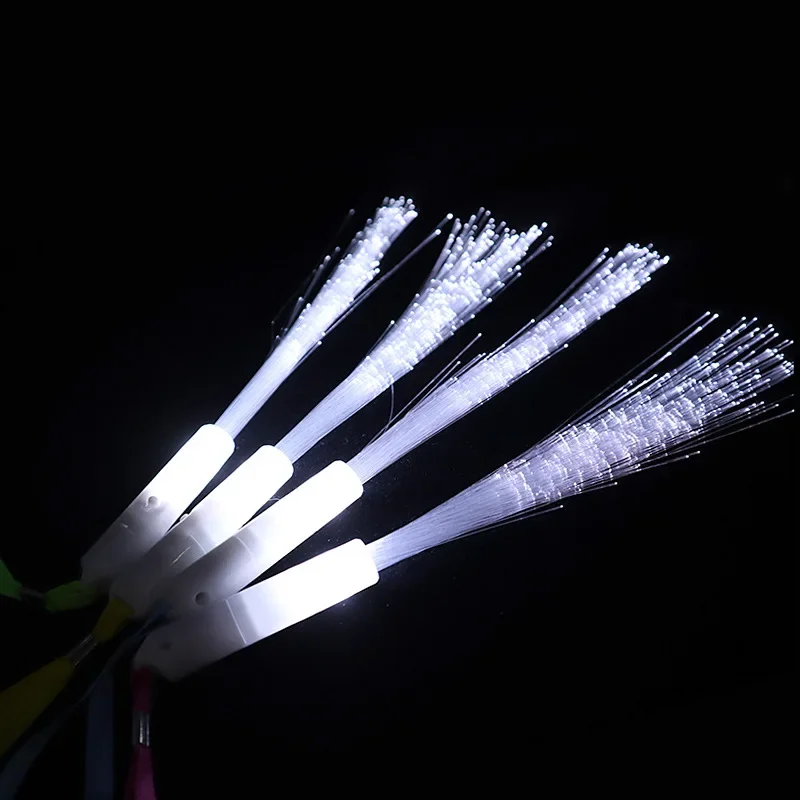 12pcs White Optical Fiber Glow Stick Blinking Rods Light Up Wand Rave Party Bar Toy Birthday Festival
