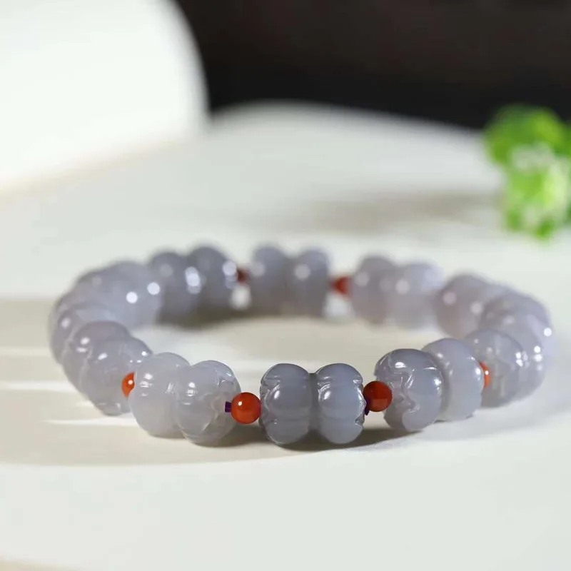 Natural Hetian Qinghai Old Material Purple Double Women'S Jade Bracelet