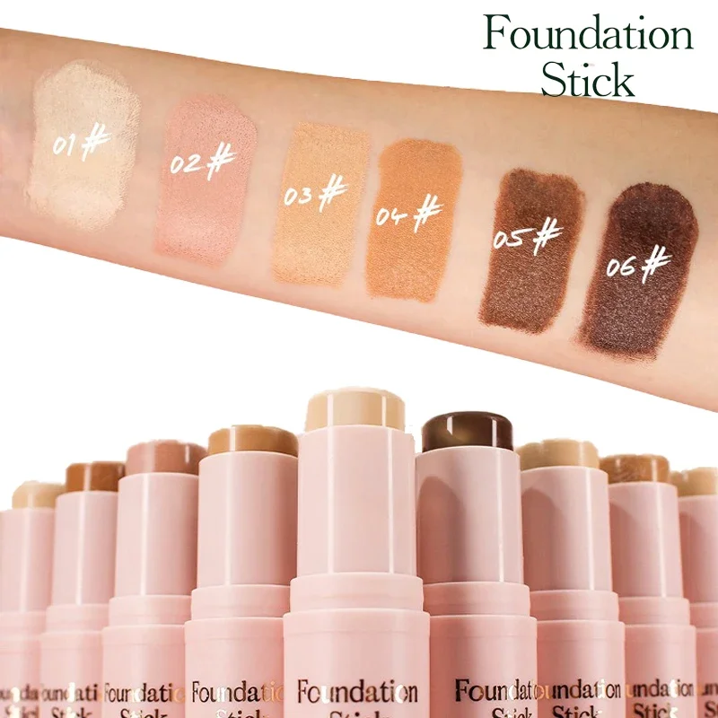 Face Makeup Stick Foundation Cream 6 Color Moisturizing Full Coverage Dark Skin Tone Natural Matte Concealer Professional Makeup