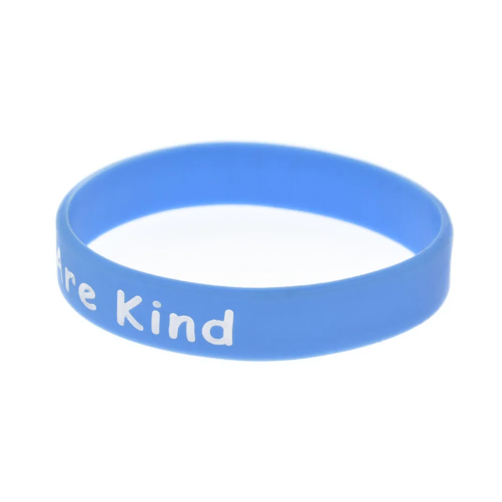 1 Stück blaues Silikonarmband „Kinder sind nett“ – Geschenk für Schüler, inspirierender Armreif – Detail 3