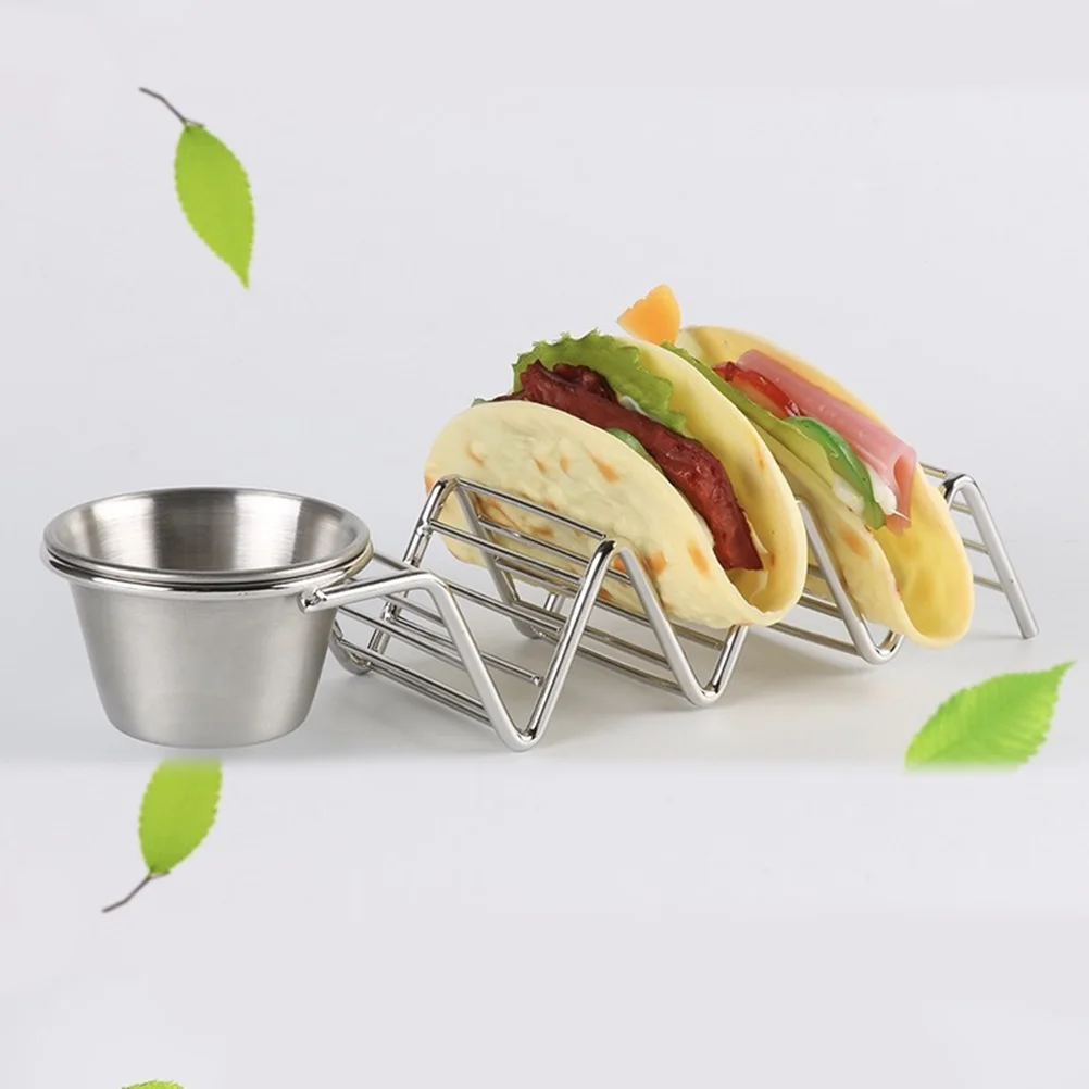 

2 pcs Taco Holder 304 Stainless Steel Mexican Pancake Rack Non Slip Base For Family Outdoor Party Camping Burrito Sandwich Hot