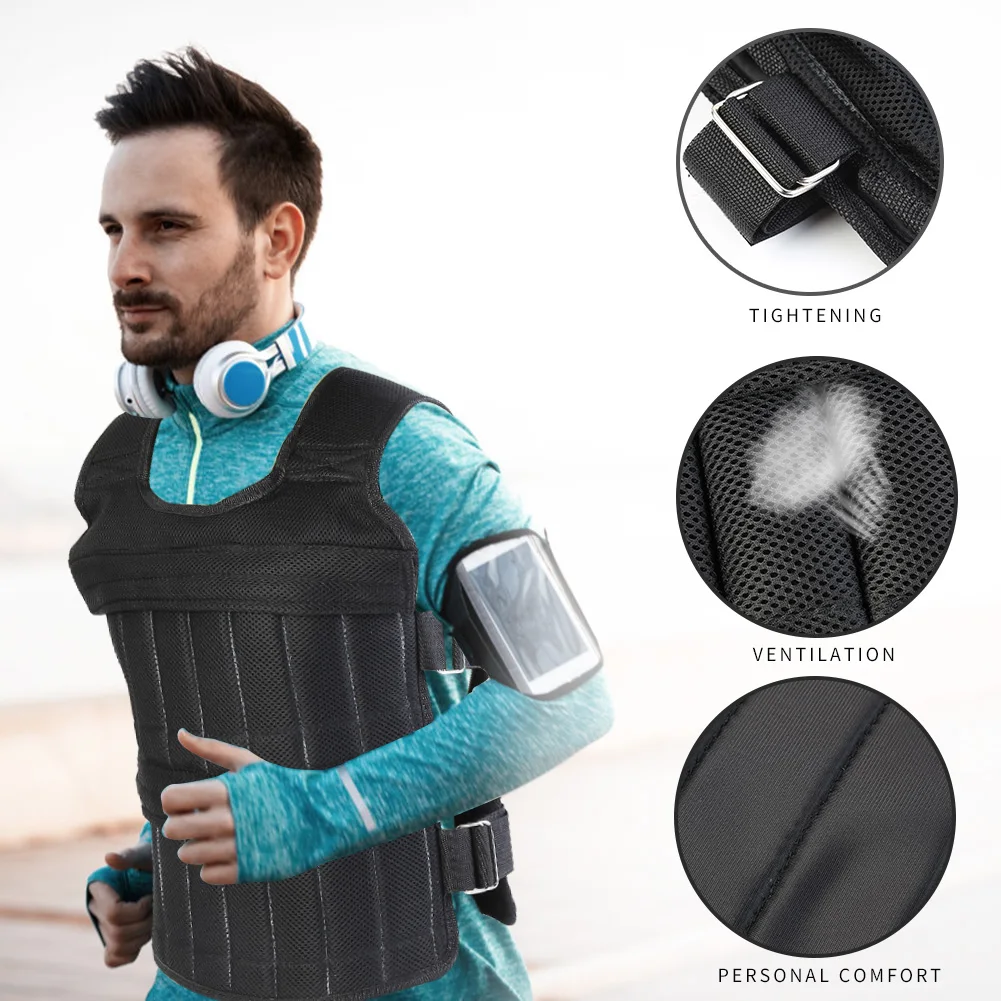 3-50kg Sports Loading Weighted Vest Sand Clothing For Running Boxing Training Fitness Equipment Adjustable Waistcoat Jacket