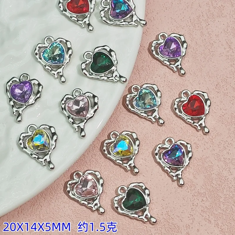 20pc set Sweet Cool Girl Heart-Shaped Alloy Color-Preserving Pendant GirlDIYNecklace Bracelet Handmade Material Pendant