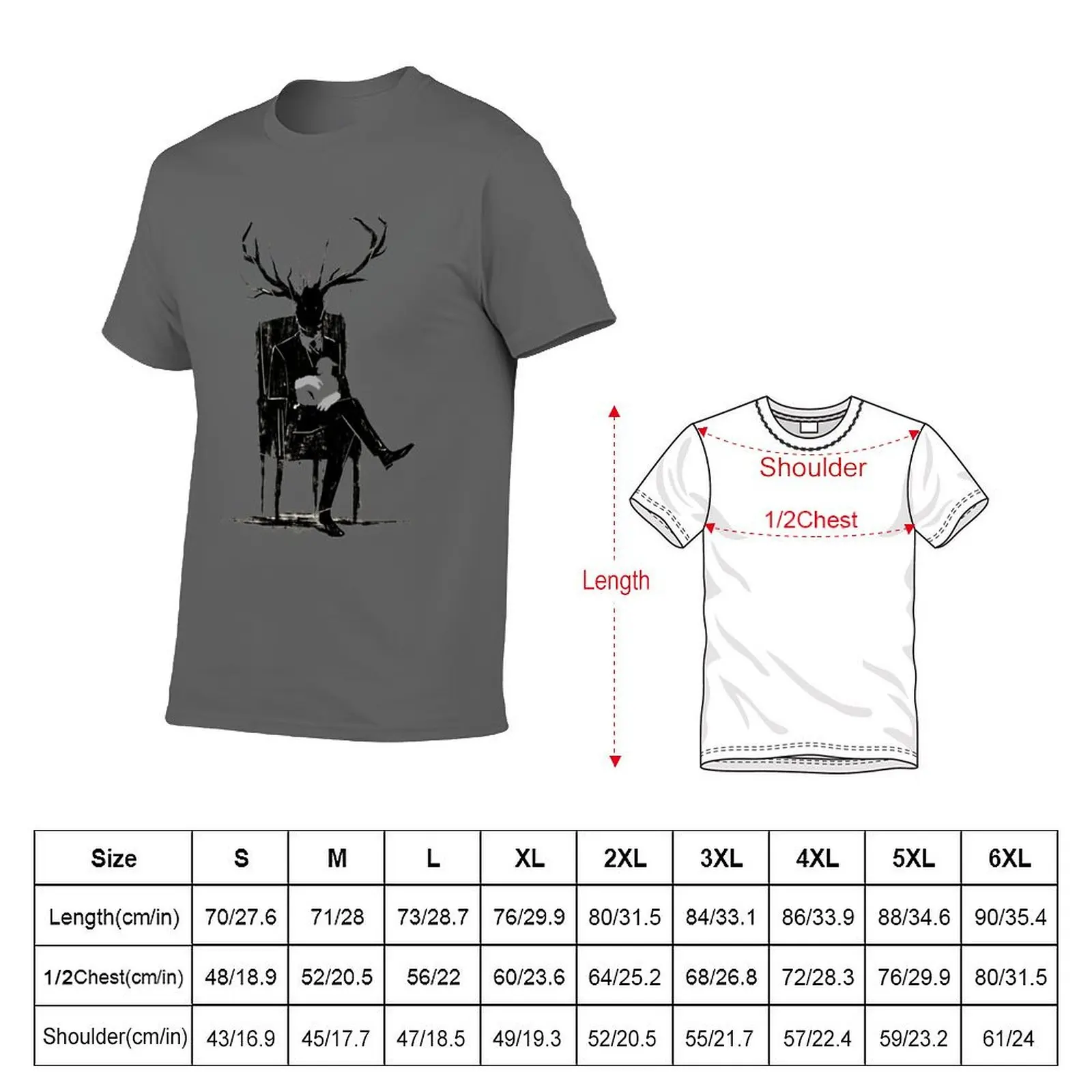 Hannibal Lecter NBC Stag Antlers Lamb T-Shirt oversized graphic tee Luxury man T-shirts for men cotton