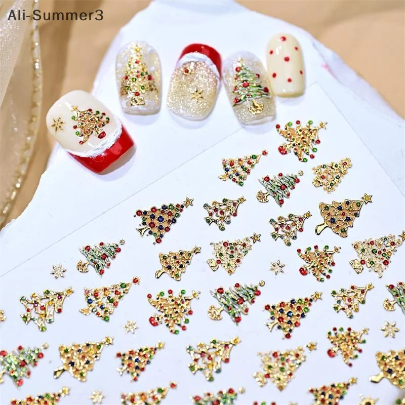 لطيف عيد الميلاد نمط كريستال الكرة أضواء ملونة شجرة عيد الميلاد مسمار الفن طباعة ملصقات مانيكير الشارات ملصقات مسمار ديكور هدية #4